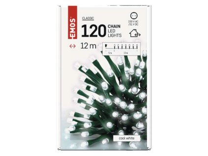 LED vánoční řetěz, 12 m, venkovní i vnitřní, studená bílá, časovač3