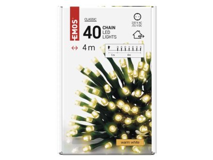 LED vánoční řetěz, 4 m, venkovní i vnitřní, teplá bílá, časovač, D4AW013