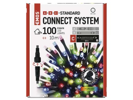 LED spojovací vánoční řetěz, 10 m, venkovní i vnitřní, multicolor D1AM032