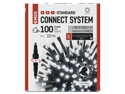 LED spojovací vánoční řetěz, 10 m, venkovní i vnitřní, studená bílá D1AC032