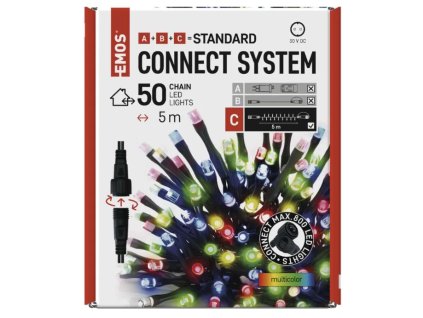 LED spojovací vánoční řetěz, 5 m, venkovní i vnitřní, multicolor D1AM022