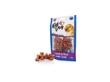Pamlsek pro psy KIDDOG jehněčí maso s rýží MINI kostičky 80g