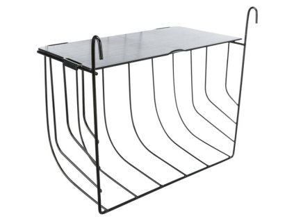 Jesle na seno s víkem, k zavěšení, lakovaný kov, černá 20x18x12cm