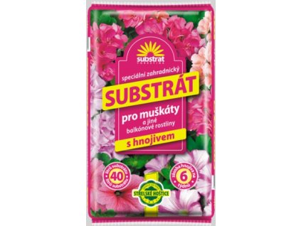 Substrát pro muškáty a jiné balkónové rostliny 40l