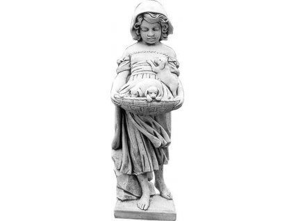 Betonová socha Dívka se štěňaty Art010