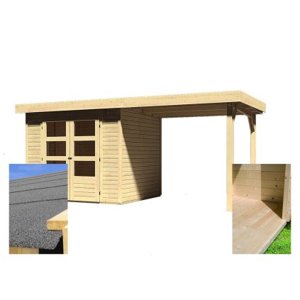 dřevěný domek KARIBU ASKOLA 3 + přístavek 240 cm (14441) SET LG2137