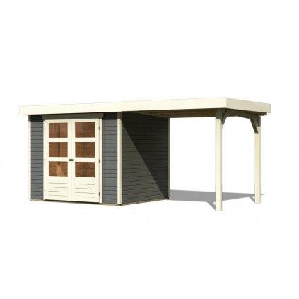 dřevěný domek KARIBU ASKOLA 4 + přístavek 240 cm (92070) tm. šedý LG1719
