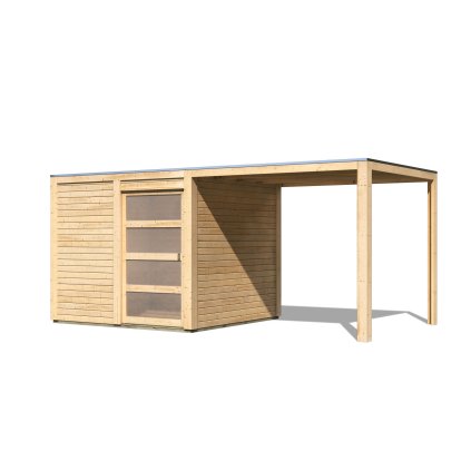 dřevěný domek KARIBU QUBIC 1 + přístavek 226 cm (79847) natur