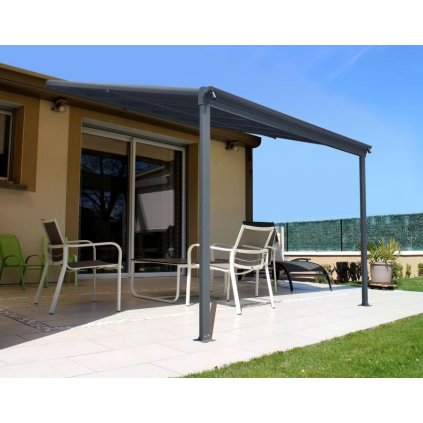 hliníková pergola LANITPLAST WALL 33 antracit + čirý PC