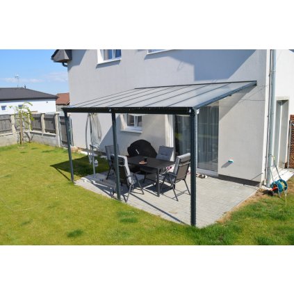 hliníková pergola LANITPLAST WALL 53 antracit + čirý PC