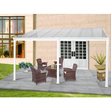 hliníková pergola LANITPLAST WALL 53 bílá + čirý PC