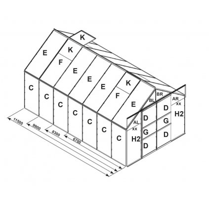 náhradní prosklení pro skleník VITAVIA URANUS 11500 PC 4 mm LG2543