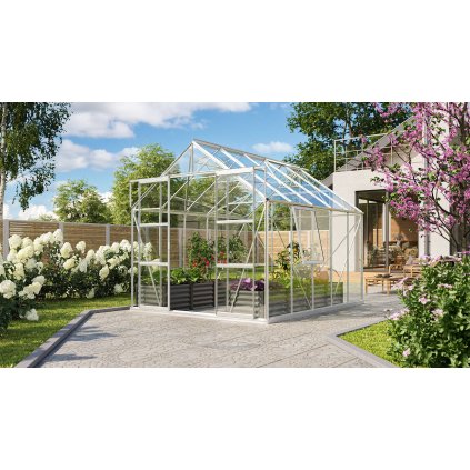 skleník VITAVIA URANUS 8300 čiré sklo 3 mm stříbrný