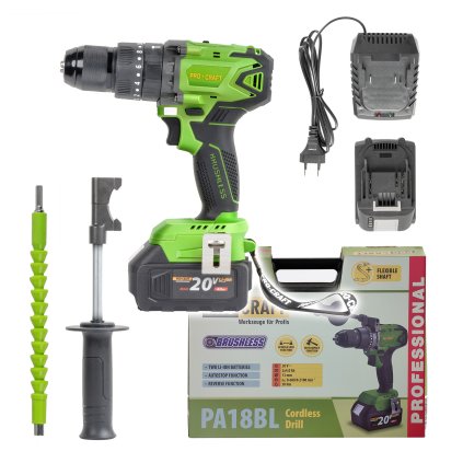Aku vrtací šroubovák s příklepem Procraft PA18BL | PA18BL