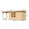 dřevěný domek KARIBU RETOLA 5 + přístavek 280 cm (82966) natur LG3383