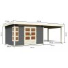 dřevěný domek KARIBU KASTORF 7 + přístavek 320 cm (31557) terragrau LG3586