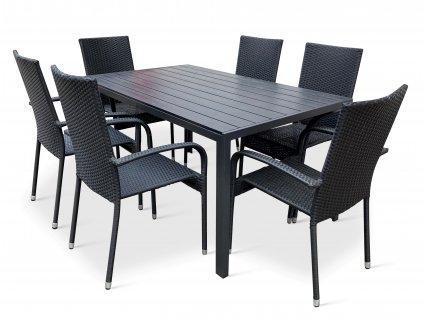 Ratanový nábytek - stůl Viking L + 6x židle PARIS