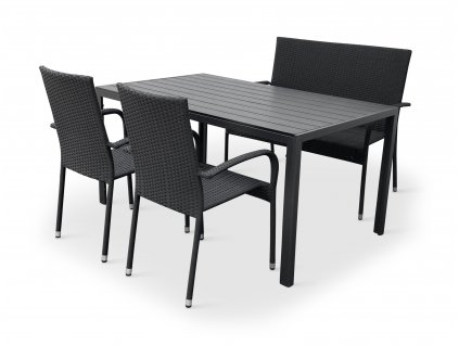 Zahradní set ratan stůl Viking L + 2x židle a 1x lavice PARIS (2)