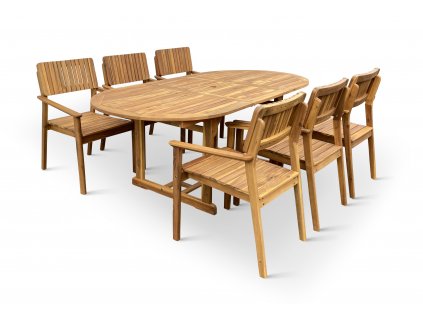 Zahradní dřevěný set stůl VIET + křesla LUCY 1+6 (4)