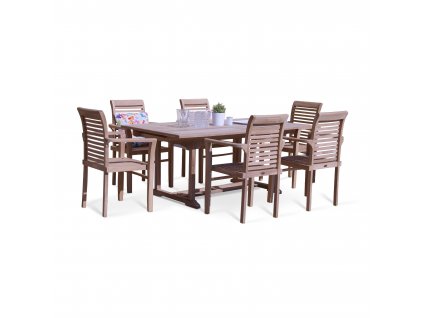 Dřevěný zahradní nábytek Faisal I. teak set 1+6