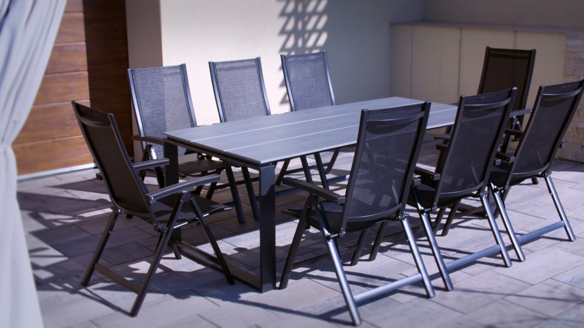 Nábytek Texim Zahradní kovový nábytek - stůl Strong + 8x křeslo Mona