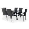 Zahradní jídelní set Klaudie černý + 6x židle PARIS (1)