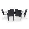 Zahradní jídelní set Klaudie černý + 6x židle PARIS KD (3)