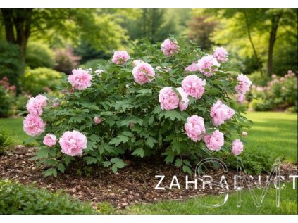 Paeonia suffruticosa v kultivarech  Pivoňka křovitá (Dřevitá)