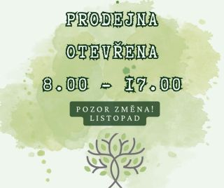 POZOR ZMĚNA! Jako každý rok, i letos v průběhu listopadu zkracujeme otevírací dobu naší prodejny, a to od 8.00 do 17.00....