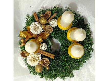 Věnec adventní zdobený + svíčky Ø 20