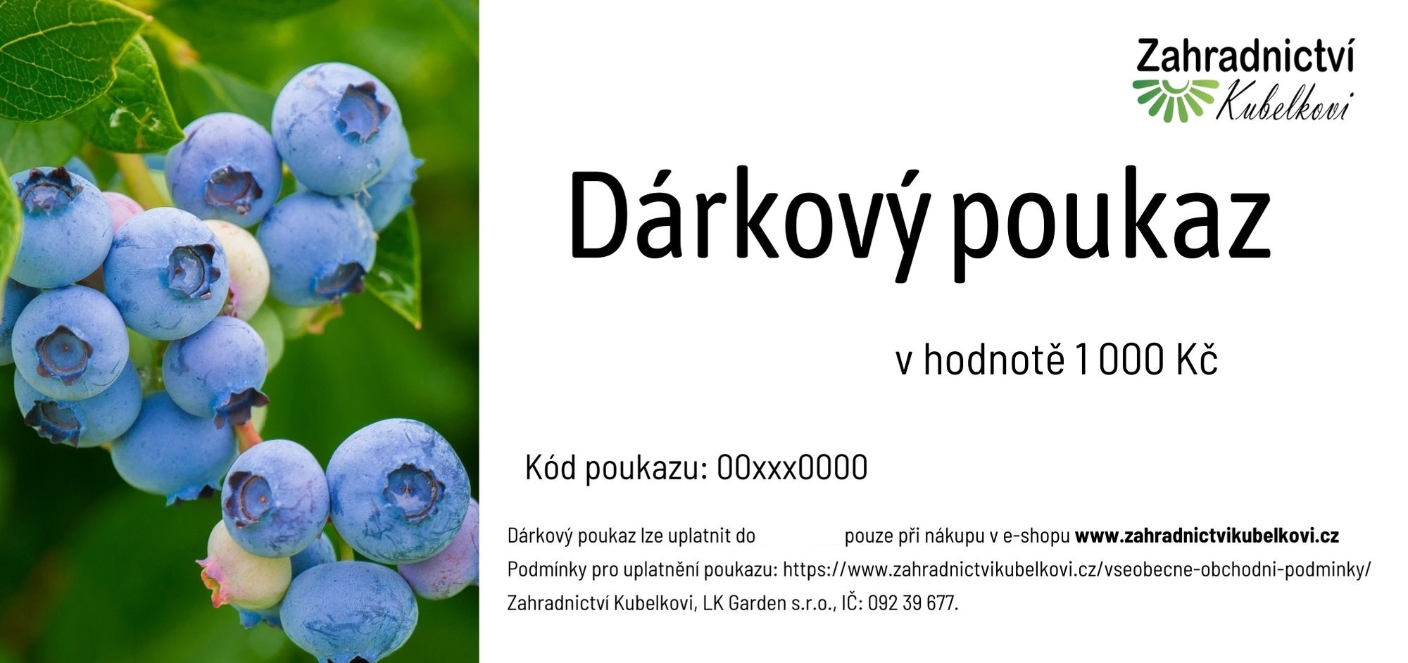 Dárkový poukaz 1000 Kč - elektronický