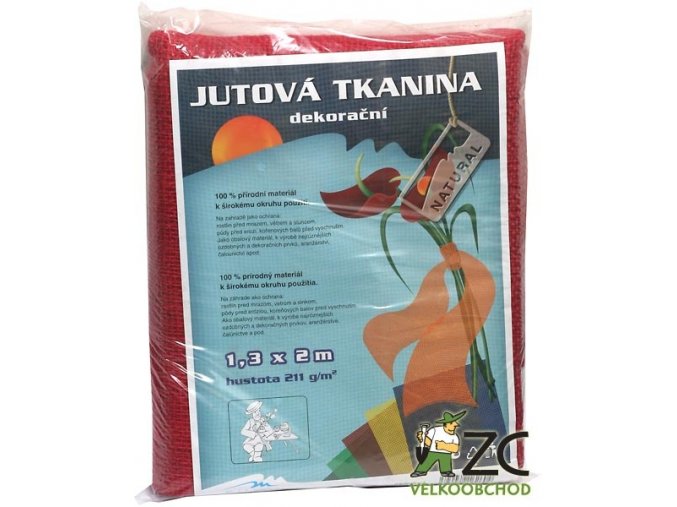 Jutová tkanina 1,3x1m - červená