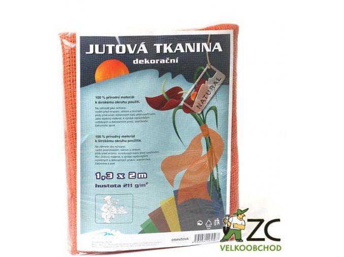 Jutová tkanina 1,3x1m - oranžová