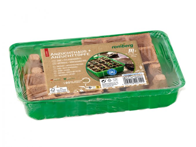 Minipařeniště M PLUS + 24 sadbováčků NATUR 36x22x13cm