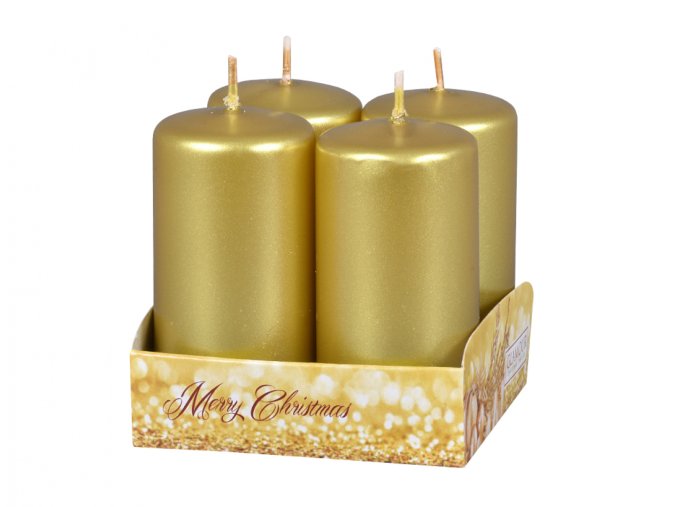 Svíčka adventní metalická lesklá - zlatá
