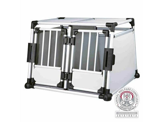 Transportní klec dvojitá, hliníkový rám, pevné panely 93x64x83 cm, nosnost 50 kg