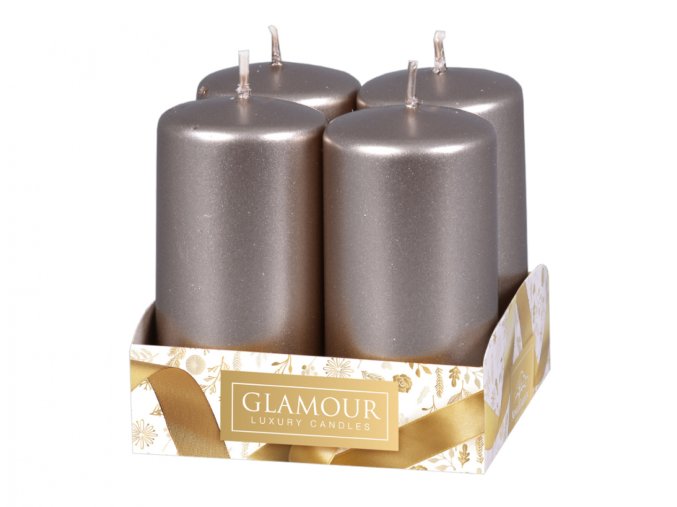 Svíčka adventní perleťová - šampaň d4x8cm 4ks