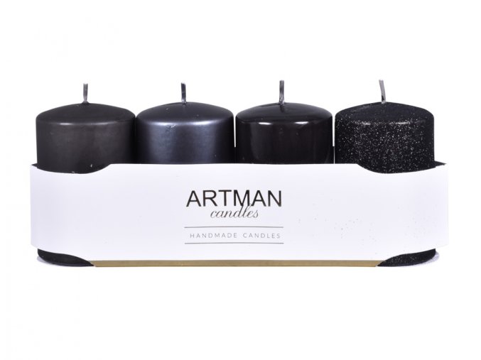 Svíčka adventní VÁLEC mix d6x10cm 4ks - odstíny antracitové