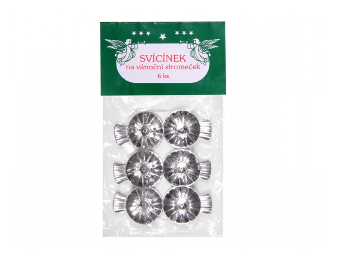 Držák svíček na stromečky stříbrný d3,8cm 6ks