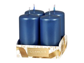 Svíčka adventní metalická lesklá - tmavě modrá d4x8cm 4ks