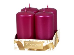 Svíčka adventní perleťová - fialovorůžová d4x8cm 4ks