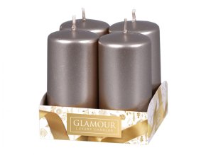 Svíčka adventní perleťová - šampaň d4x8cm 4ks