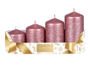 Svíčky adventní STUPŇOVITÉ TAURUS d5x6/7,5/9/10,5cm 4ks - růžovo zlatá