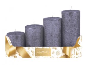 Svíčky adventní STUPŇOVITÉ rustik metal - antracit - d5x6/8/10/12cm 4ks