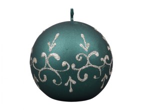 Svíčka TIFFANY KOULE vánoční d8cm - zelená