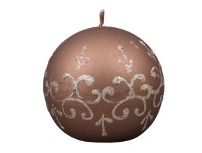 Svíčka TIFFANY KOULE vánoční d8cm - hnědá