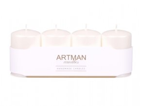 Svíčka adventní VÁLEC metalická d6x10cm 4ks - bílá