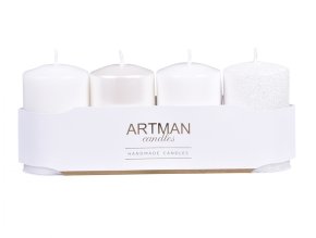 Svíčka adventní VÁLEC mix d6x10cm 4ks - odstíny bílé