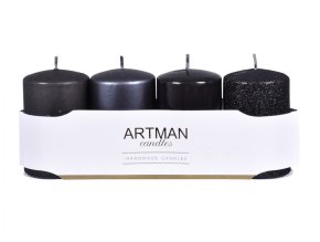 Svíčka adventní VÁLEC mix d6x10cm 4ks - odstíny antracitové