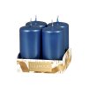 Svíčka adventní metalická lesklá - tmavě modrá d4x8cm 4ks